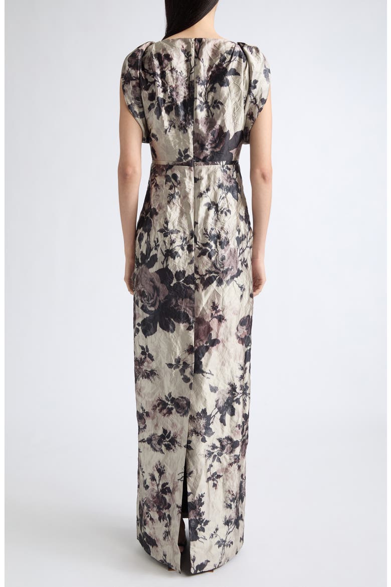 Floral Draped Textured Satin Gown, Alternate, color, FONTEYN ROSE PEARL