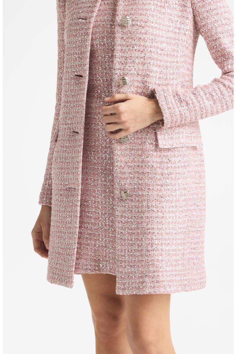 Sequin Plaid Tweed Knit Jacket, Alternate, color, PINK/ ROSE MULTI