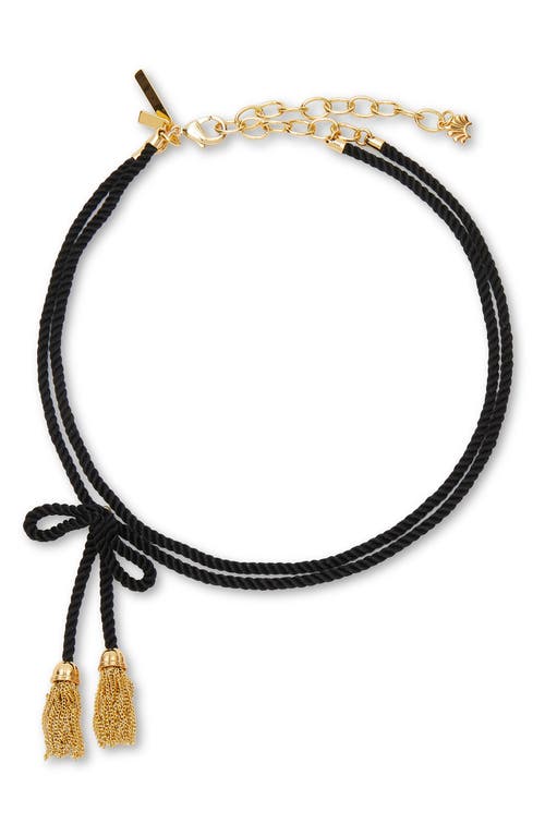 Lele Sadoughi Jet Silk Rope Bow Tassel Neckace In Black