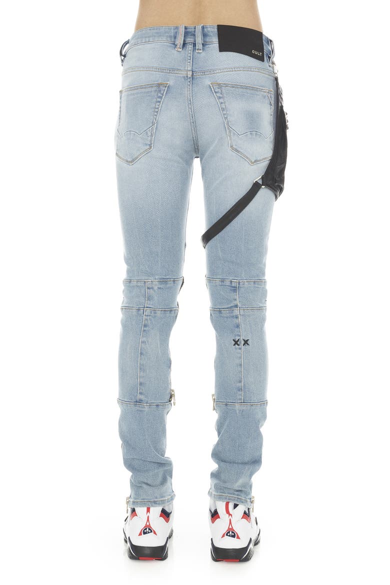 Punk Super Skinny Jeans with Studded Leg Harness, Alternate, color, POLLOCK