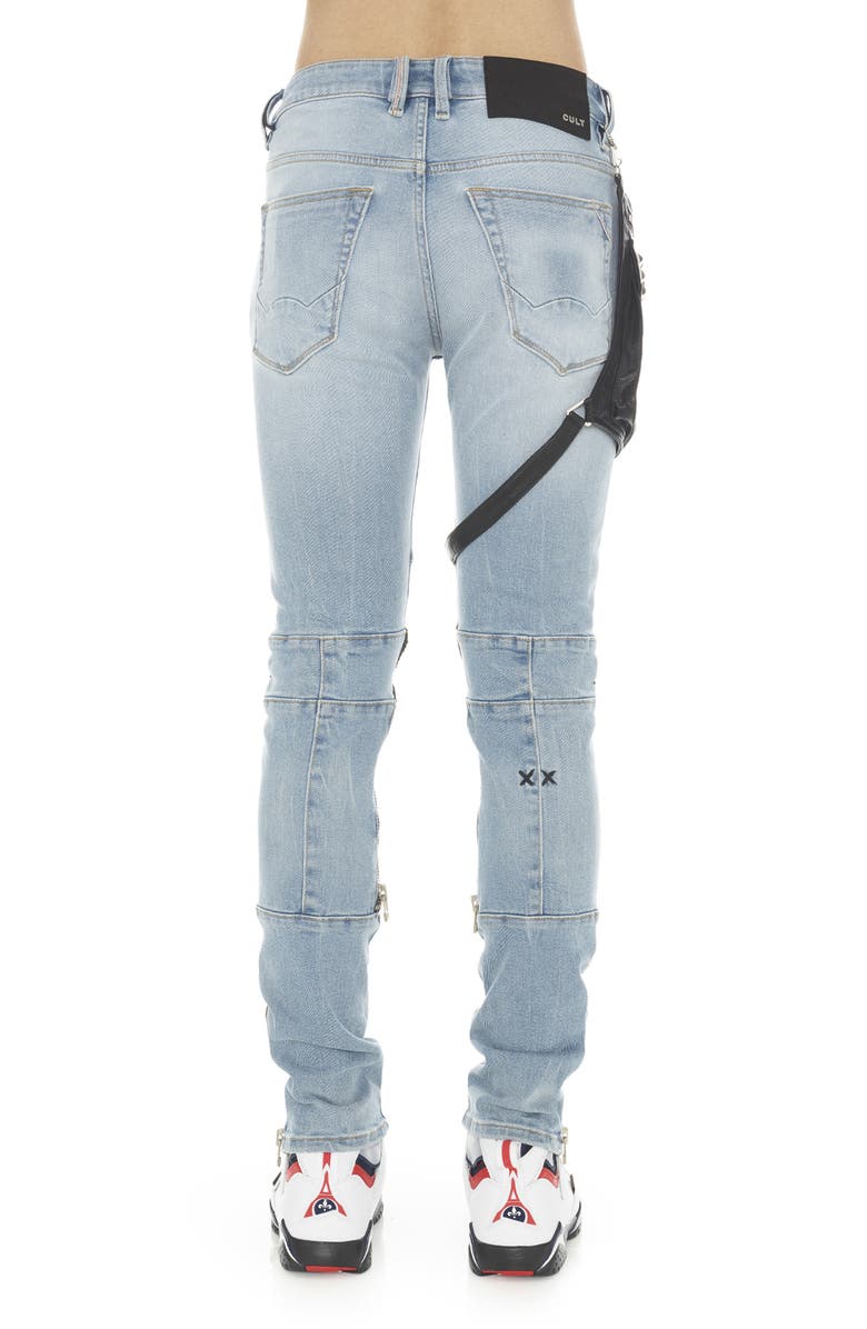 Cult of Individuality Punk Super Skinny Jeans with Studded Leg Harness, Alternate, color, Pollock