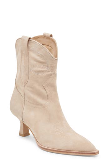 Dolce Vita Angel Pointed Toe Western Boot In Dune Suede