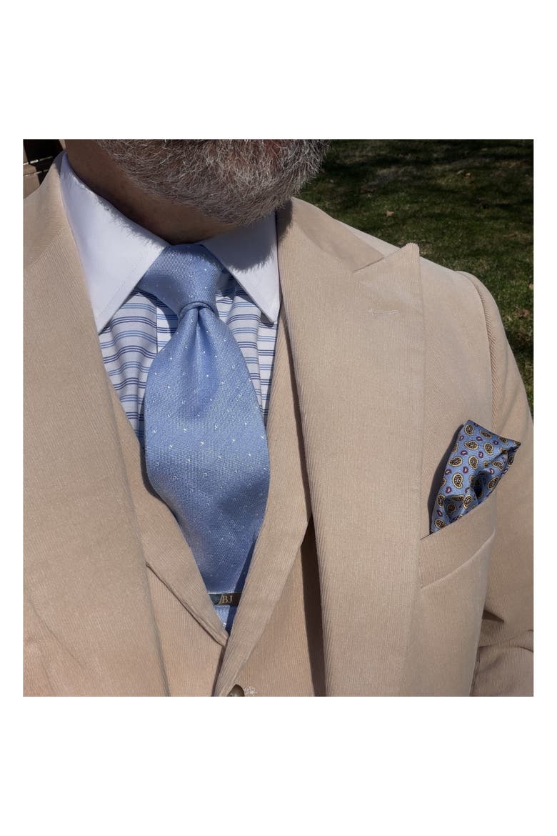 Churchill Chambray Polka Dot Linen Blend Necktie, Alternate, color, Light Blue with Polka Dots