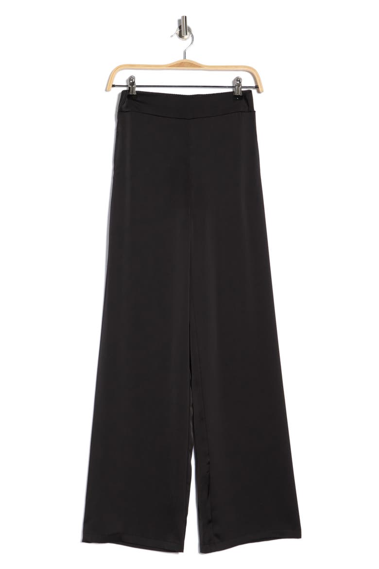 Satin Wide Leg Pants, Alternate, color, BLACK