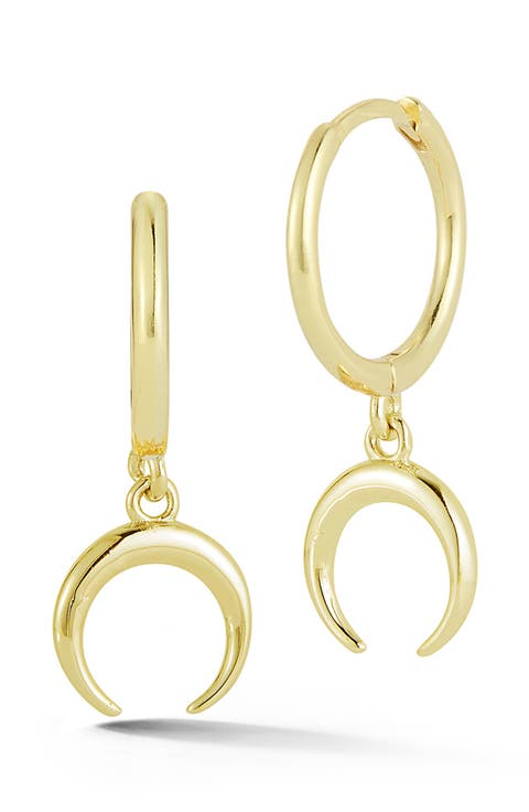 Crescent Drop Huggie Hoop Earrings