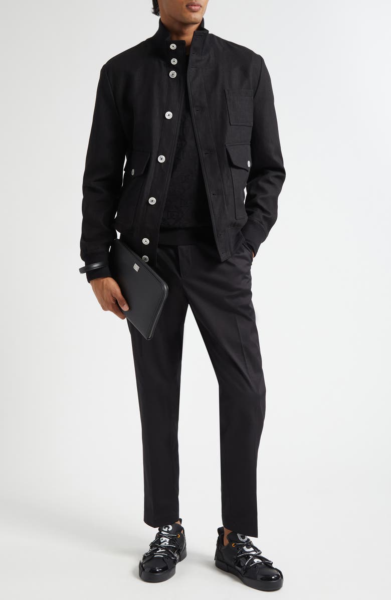 Dolce&Gabbana Linen Canvas Blouson Jacket, Alternate, color, N0000 Nero