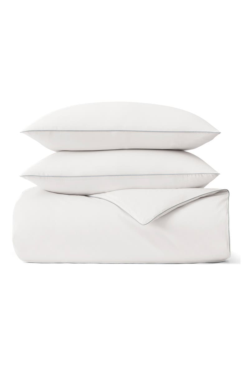 Signature Piped Edge Duvet Set, Main, color, WHITE/ SHORE