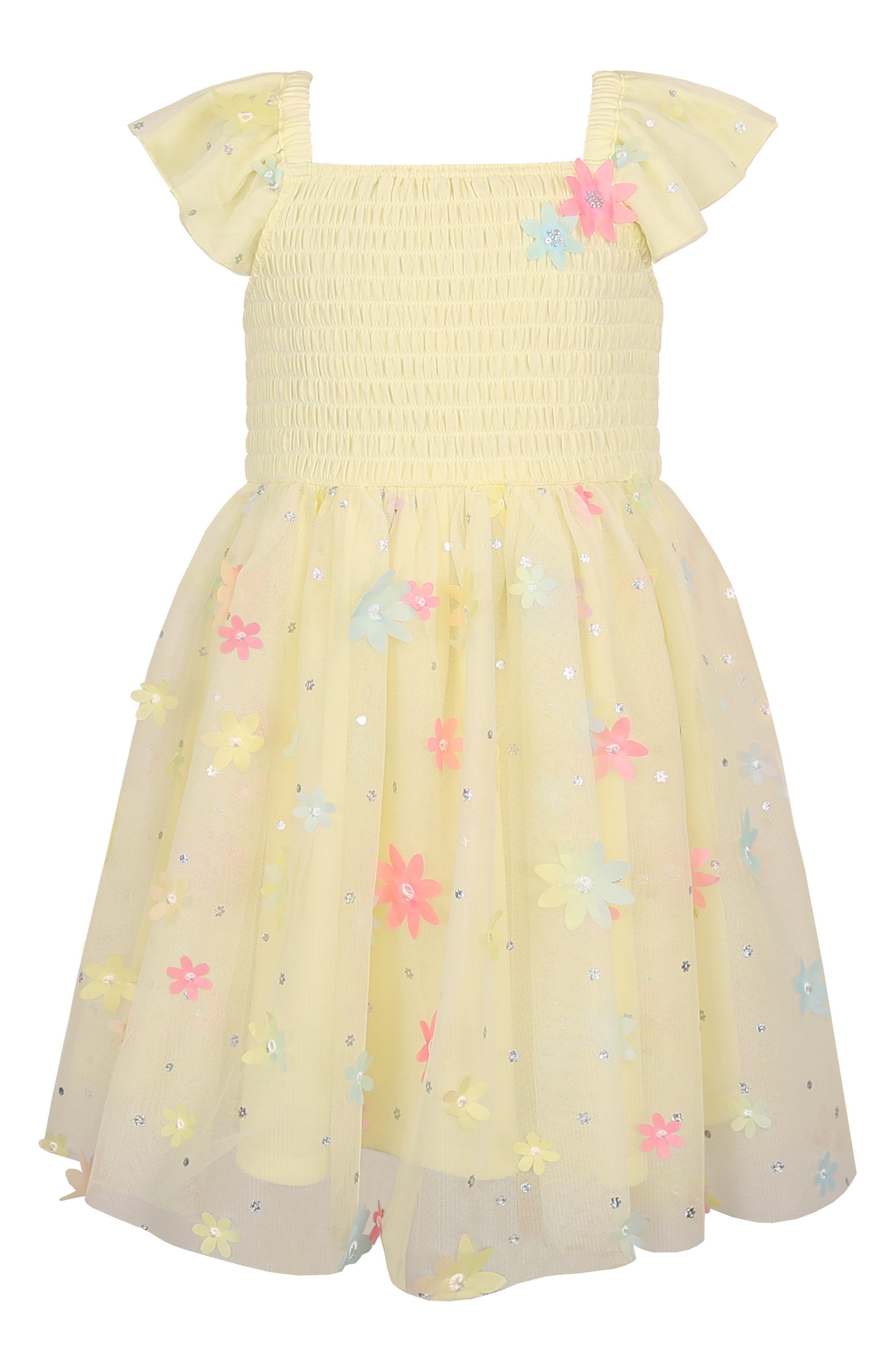 Zunie Kids' Floral Appliqué Mesh Dress