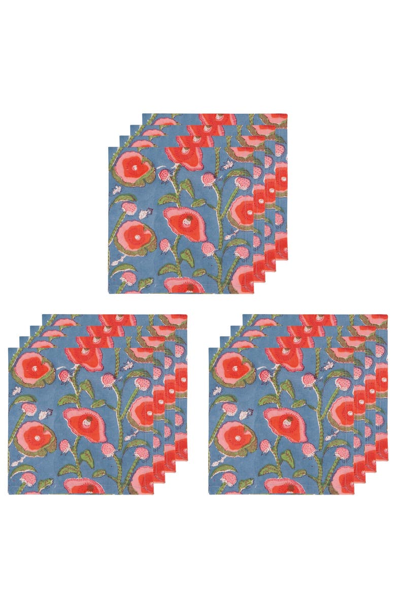 Danica Brands Poppy Print Napkin - Set of 12, Main, color, Blue