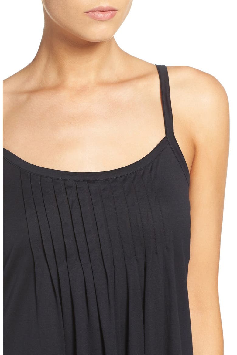 Juliet Pleat Neck Cotton Nightgown, Alternate, color, BLACK
