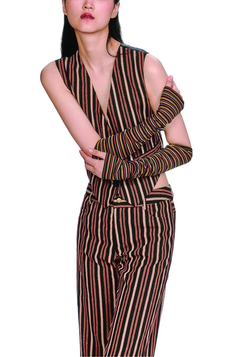 Anna Sui Venetian Stripe Arm Warmers, Alternate, color, Caramel Multi