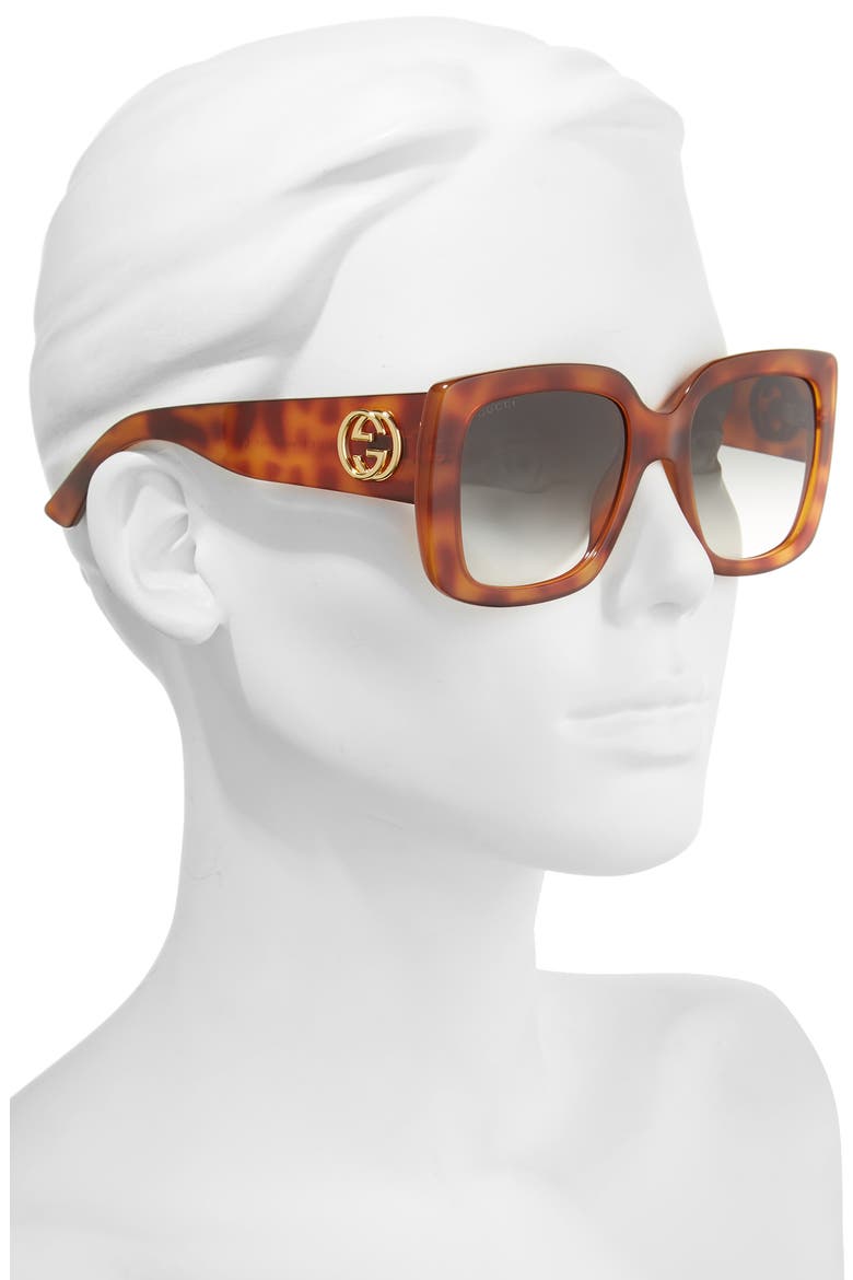 53mm Square Sunglasses, Alternate, color, HAVANA/ GREEN