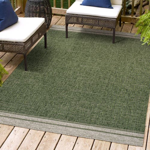 Jonathan Y Alda Modern Minimalist Mingled Solid Indoor/outdoor Area Rug In Green/cream