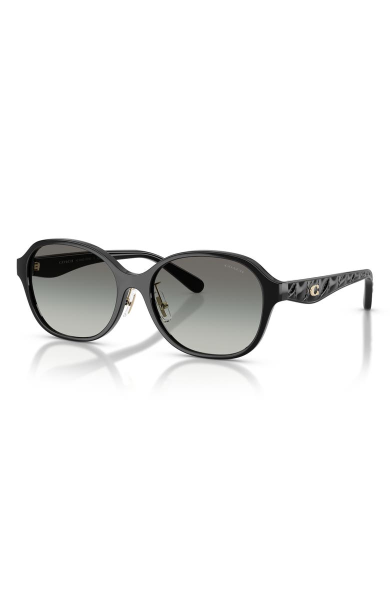 COACH 56mm Gradient Round Sunglasses, Alternate, color, Black / Grey Gradient