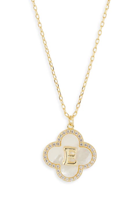 Clover Mother-of-Pearl Initial Pendant Necklace
