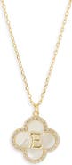 Argento Vivo Sterling Silver Clover Mother-of-Pearl Initial Pendant Necklace