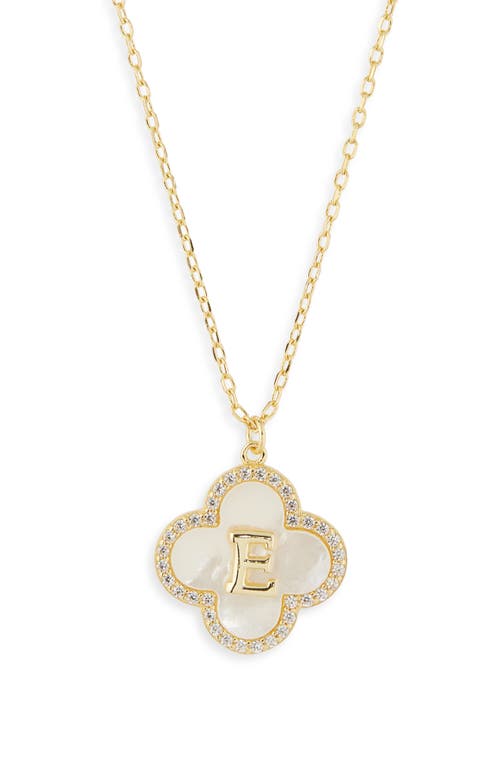 Argento Vivo Sterling Silver Clover Mother-of-pearl Initial Pendant Necklace In Gold