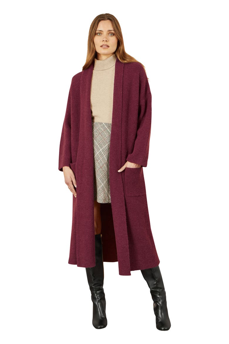 Knitted Maxi Cardigan, Alternate, color, Burgundy