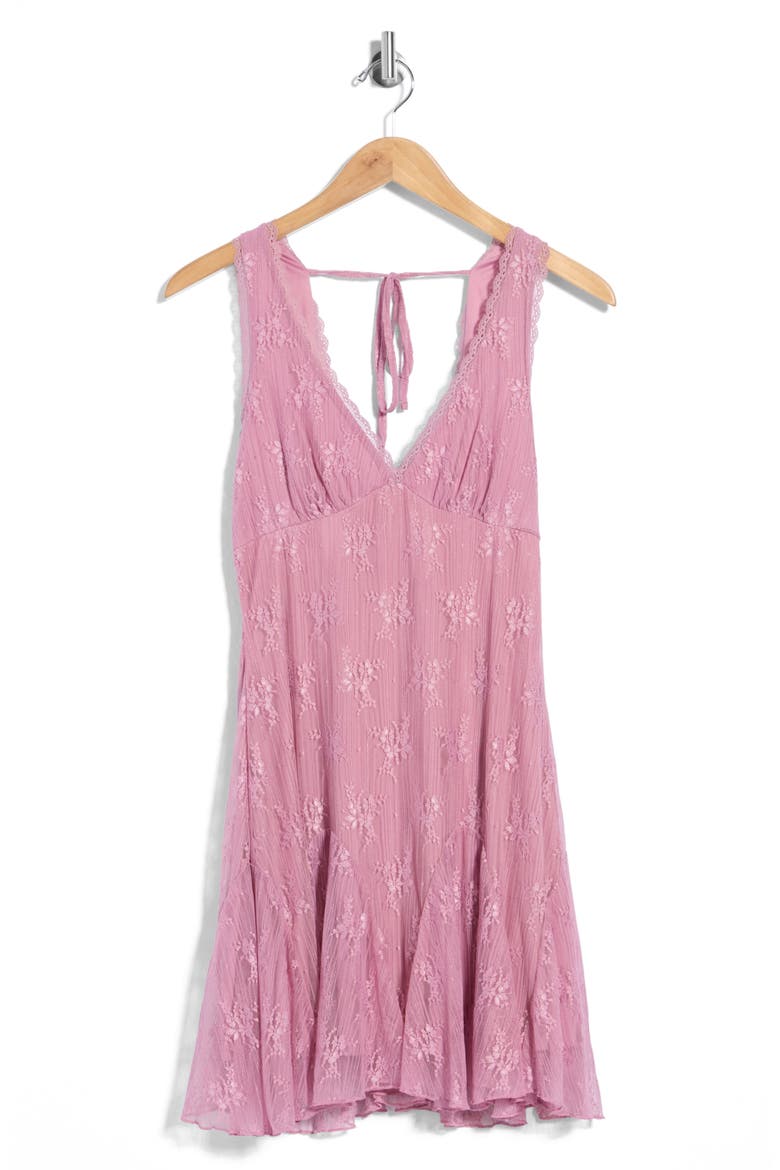 Lace Fit and Flare Dress, Main, color, MAUVE