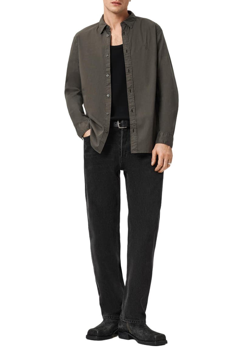 Hawthorne Solid Stretch Cotton Button-Up Shirt, Alternate, color, DEEP SAGE GREEN