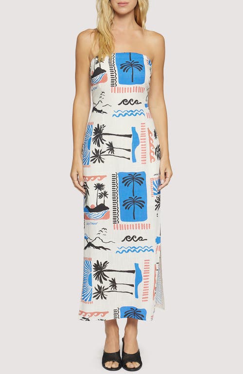 Lost + Wander Azure Paradiso Strapless Maxi Dress In Multi