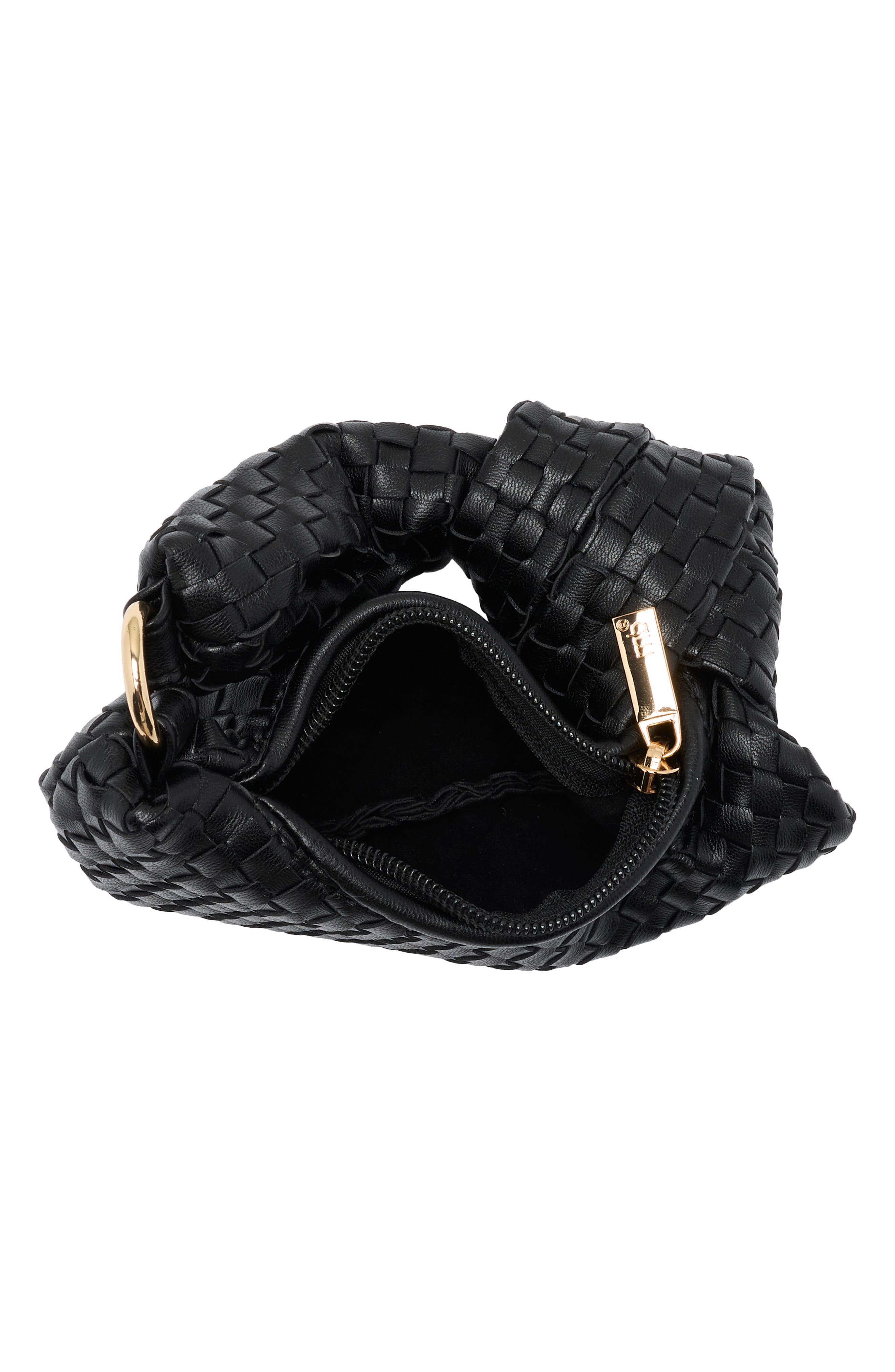 Melie Bianco Brigitte Mini Woven Bag Charm, Alternate, color, Black