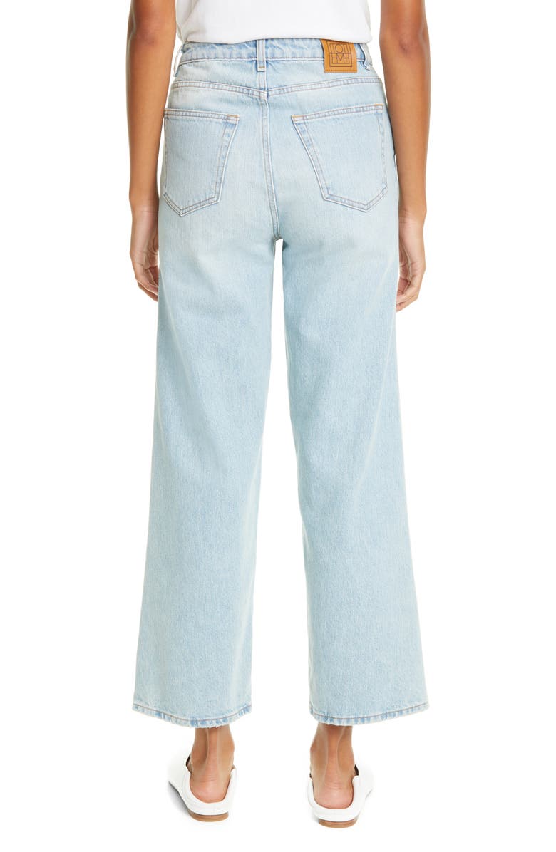 TOTEME High Waist Flare Crop Jeans, Alternate, color, 