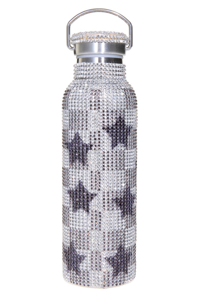 Crystal Embellished Insulated Water Bottle, Main, color, STAR BLACK AND WHITE CHECK