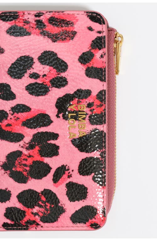 Bimba Y Lola Textured Leopard Print Compact Wallet In Pink