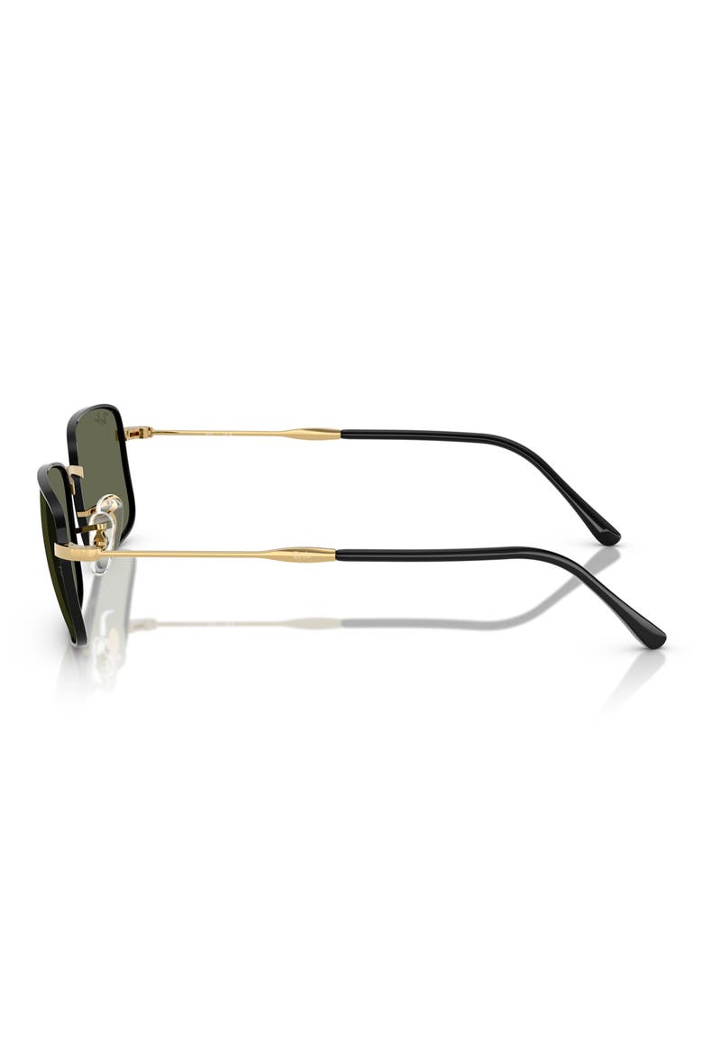 61mm Polarized Rectangular Sunglasses, Alternate, color, BLACK