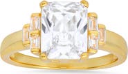 Queen Jewels Sterling Silver Emerald Cut Cubic Zirconia Ring