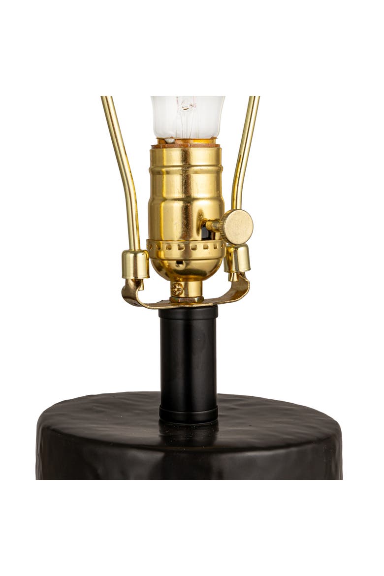 Stoneware Table Lamp with Raised Dots and Linen Shade, Black, Alternate, color, Black