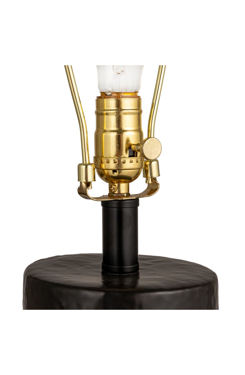 Storied Home Stoneware Table Lamp with Raised Dots and Linen Shade, Black, Alternate, color, Black