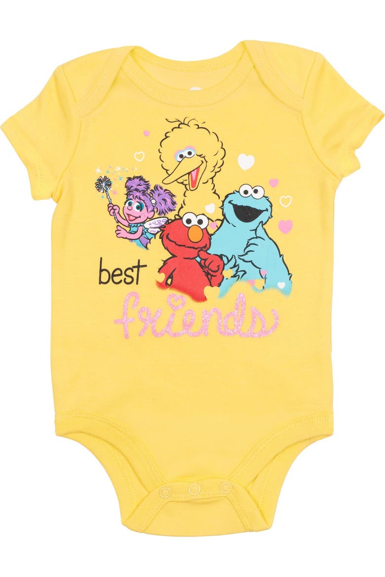 5-Pack One Piece Short Sleeve Bodysuits, Alternate, color, Pink Yellow Blue Coral