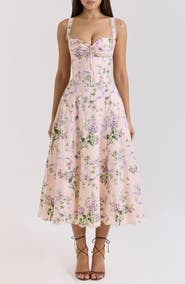 HOUSE OF CB Rosalee Floral Stretch Cotton Petticoat Dress