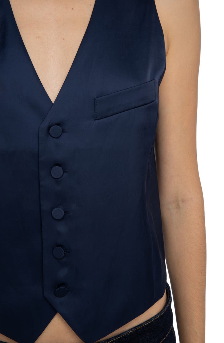 Zadig & Voltaire Emaux Sleeveless Satin Top, Alternate, color, Marine