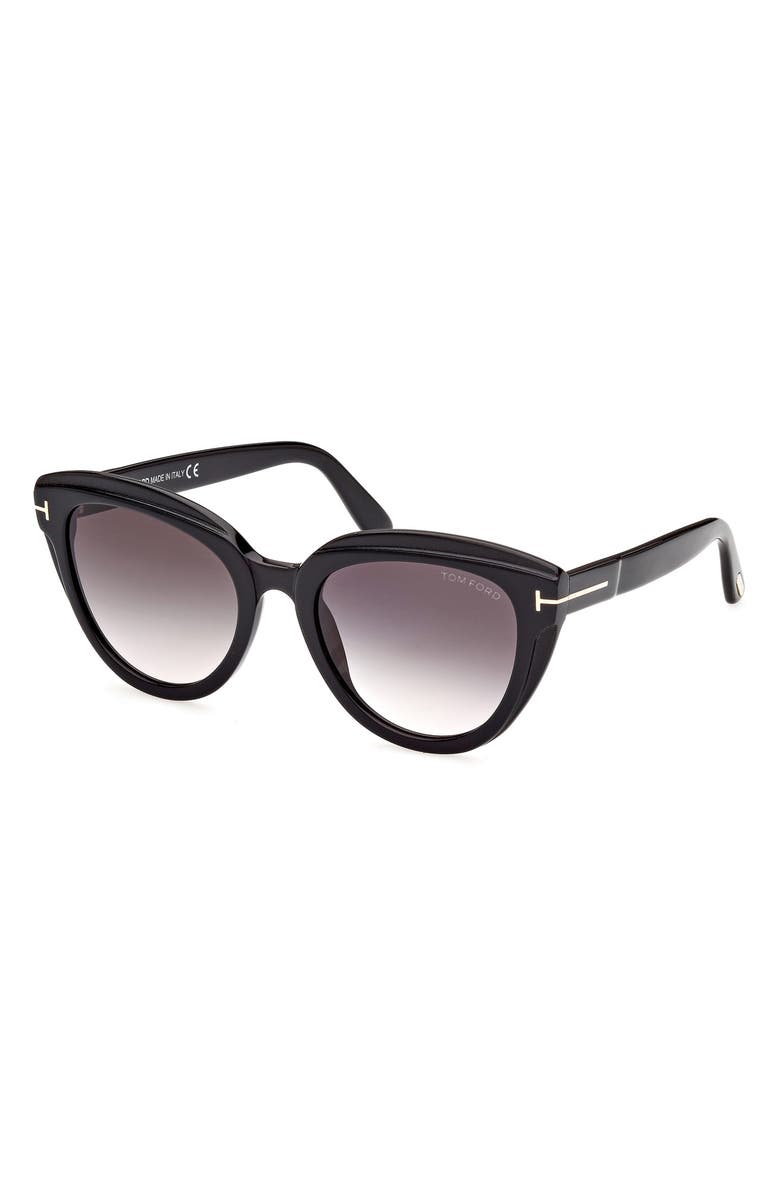 TOM FORD Tori 53mm Cat Eye Sunglasses, Alternate, color, Sblk/Smkg
