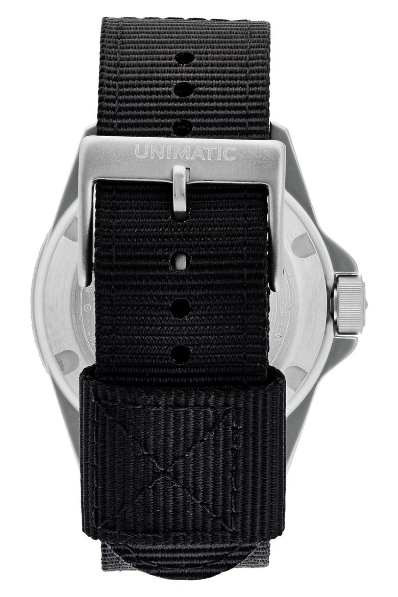 Modello Quattro GMT Toolwatch UT4-GMT Nylon Strap Diving Watch, 40mm, Alternate, color, BLACK STEEL