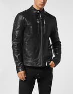 PHILIPP PLEIN Leather Moto Jacket Men