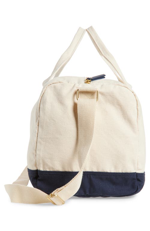 Favorite Daughter Logo Embroidered Canvas Duffle Bag In Natural Navy Blaze