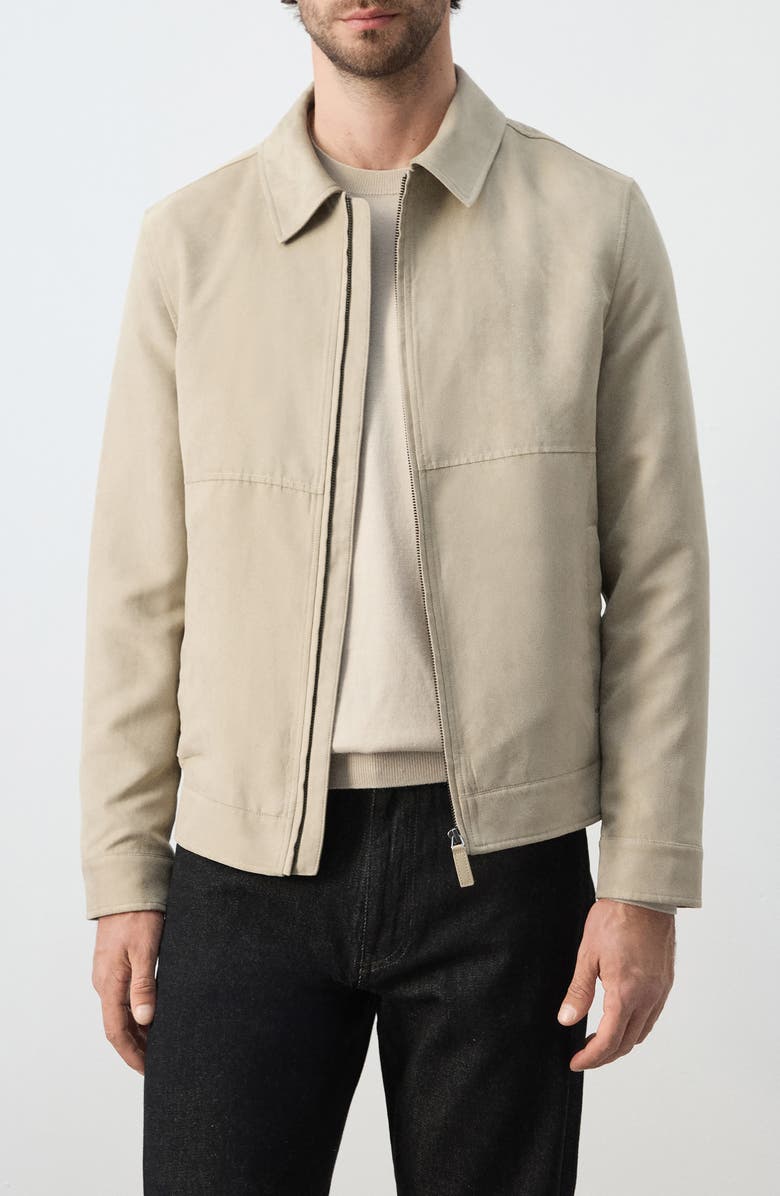 MANGO Faux Suede Jacket, Main, color, Beige