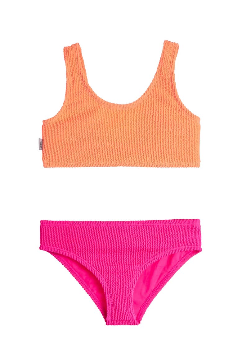 Crinkle Tie Bikini Swimsuit, Alternate, color, Watermelon and Lipstick Pink