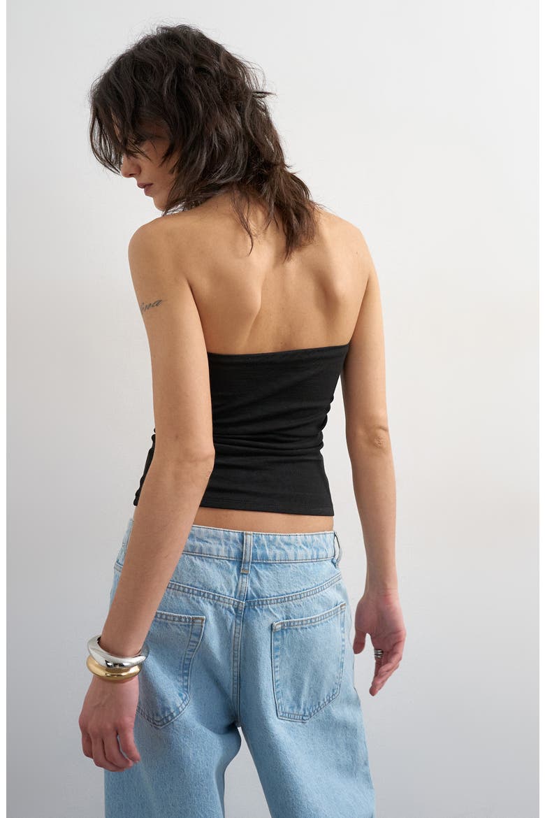 Stretch Cotton Tube Top, Alternate, color, BLACK