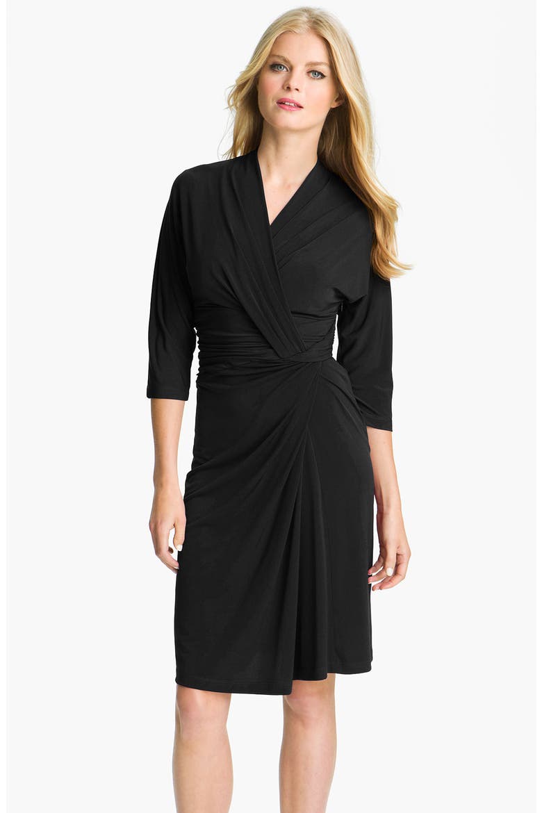 Surplice Jersey Dress, Main, color, BLACK