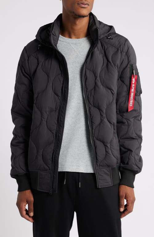 Alpha Industries Lightweight Quilted Water Resistant Down Jacket in Black 