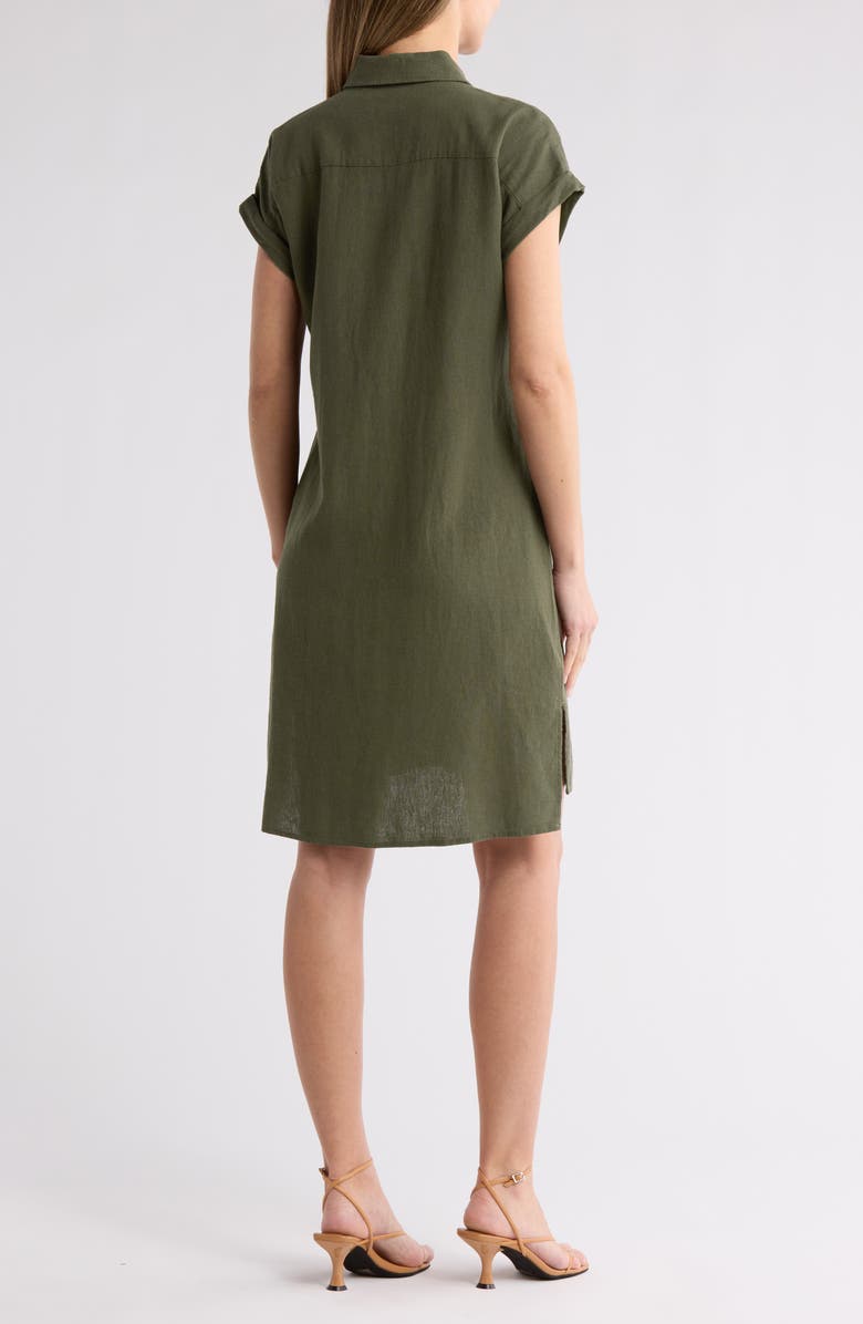 Calvin Klein Short Sleeve Linen Blend Shirtdress, Alternate, color, 