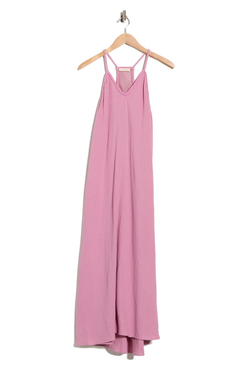 Mesh Racerback Cotton Gauze Midi Dress, Alternate, color, ORCHID
