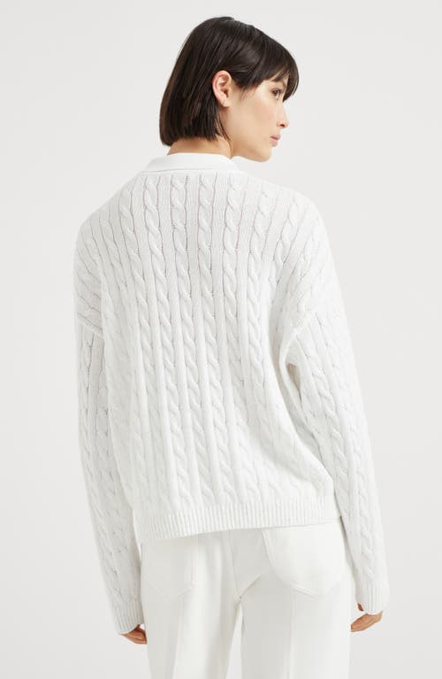 Brunello Cucinelli Dazzling Cables Sweater In White