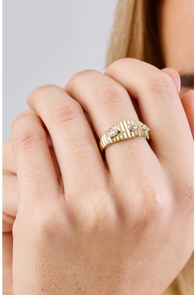 18K Gold Cleo Diamond Wide Ring (Online Trunk Show), Alternate, color, 18K YELLOW GOLD/ DIAMOND