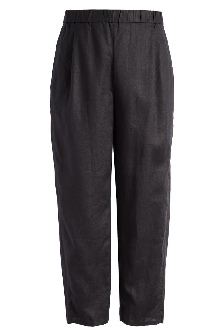 Pleated Organic Linen Lantern Pants, Alternate, color, BLACK